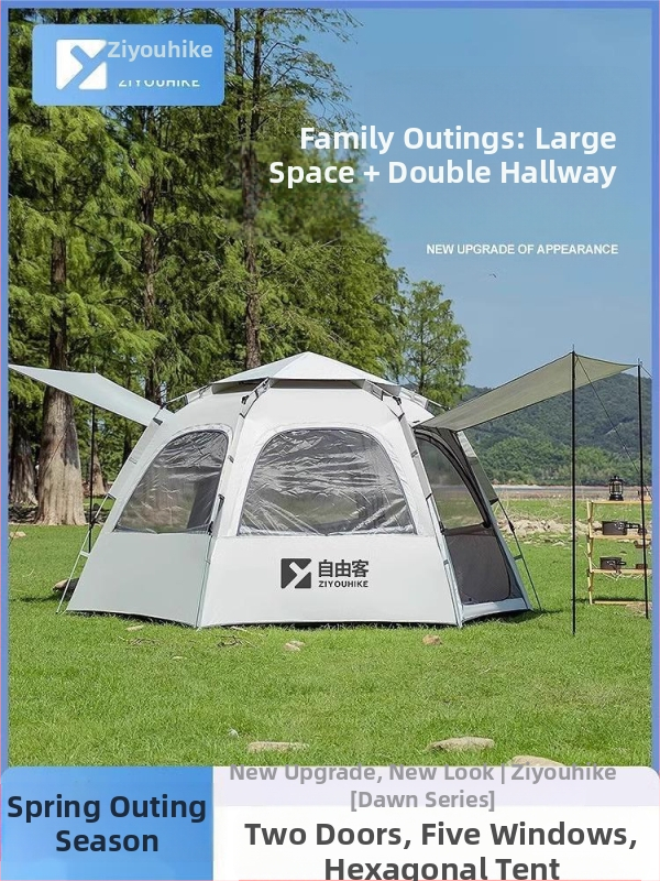 Telk välistingimustes kaasaskantav kokkupandav telkimine vihmakindel paksendatud telkimisvarustus täiskomplekt automaatne piknikutelk