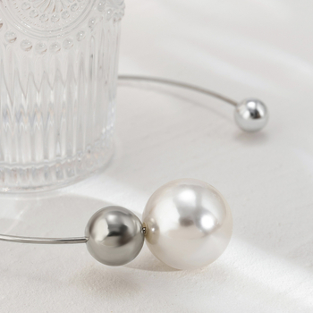 Ευρωπαϊκό και αμερικανικό διασυνοριακό κόσμημα εξατομικευμένο μεταλλικό κολιέ δαχτυλιδιών απλό ασύμμετρο απομίμηση μαργαριταριού στρογγυλό κολιέ με χάντρες για γυναίκες