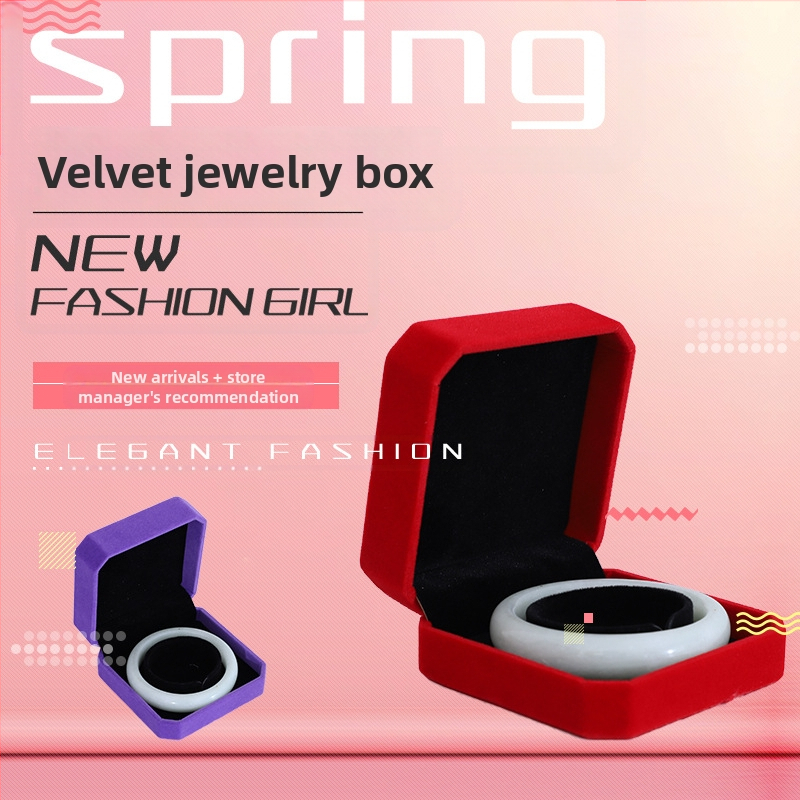 Кадифена кутия за бижута, нова кутия за опаковане на гривна, кадифена кутия за показване, кутия за опаковане на гривна, кадифена осмоъгълна кутия, кутия за гривна