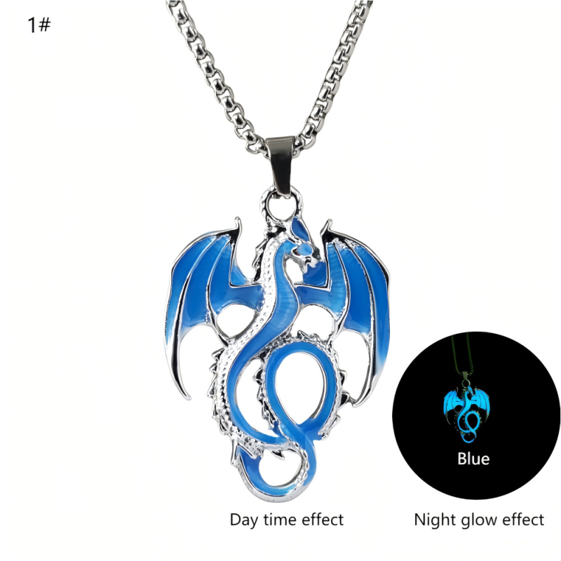 Europos ir Amerikos teisių žaidimo šviečiantis Fengshen pterozauro pakabukas, cinko lydinio, nerūdijančio plieno grandinėlės stiliaus, hiphopo šviečiantis vyriškas karoliai