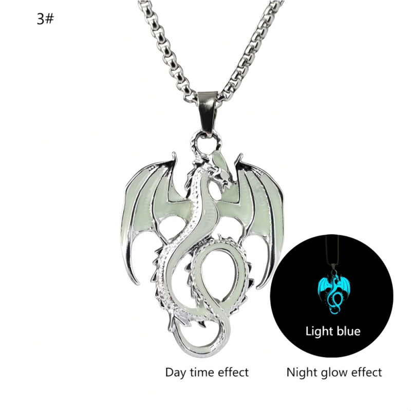 Europos ir Amerikos teisių žaidimo šviečiantis Fengshen pterozauro pakabukas, cinko lydinio, nerūdijančio plieno grandinėlės stiliaus, hiphopo šviečiantis vyriškas karoliai
