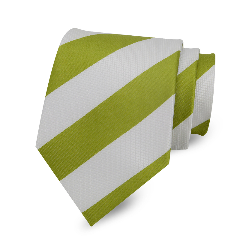 Paruoštas vyriško dryžuoto kaklaraiščio, 8 cm, raudono, balto, geltono ir mėlyno spalvų kostiumo tiekimas. Universalus, stilingas, oficialus, profesionalus, madingas drabužis.