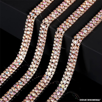 Tehase otsemüük kolmest reast vaskteemantketist küünisahela värvi rhinestone ketiga küünisrõivaste kaunistuseks isetehtud ehete aksessuaarid