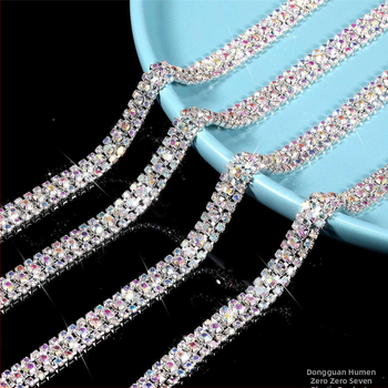 Tehase otsemüük kolmest reast vaskteemantketist küünisahela värvi rhinestone ketiga küünisrõivaste kaunistuseks isetehtud ehete aksessuaarid