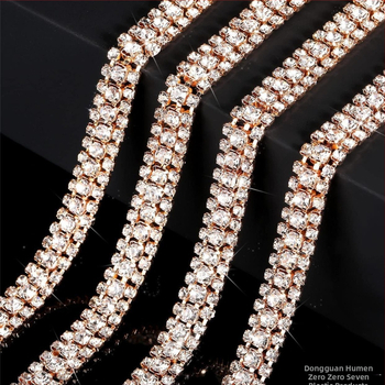 Tehase otsemüük kolmest reast vaskteemantketist küünisahela värvi rhinestone ketiga küünisrõivaste kaunistuseks isetehtud ehete aksessuaarid