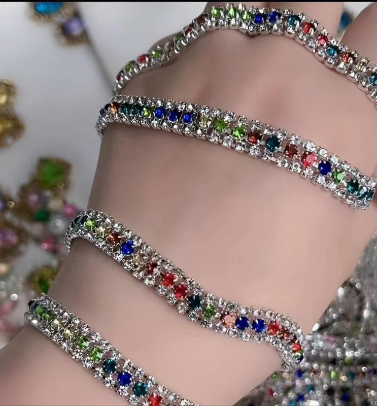 Tehase otsemüük kolmest reast vaskteemantketist küünisahela värvi rhinestone ketiga küünisrõivaste kaunistuseks isetehtud ehete aksessuaarid