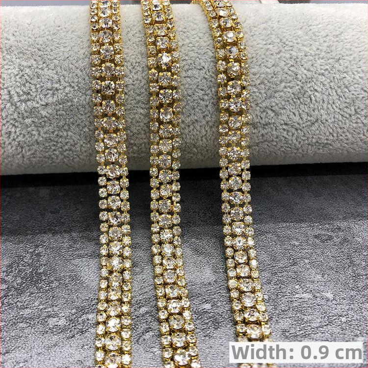 Tehase otsemüük kolmest reast vaskteemantketist küünisahela värvi rhinestone ketiga küünisrõivaste kaunistuseks isetehtud ehete aksessuaarid