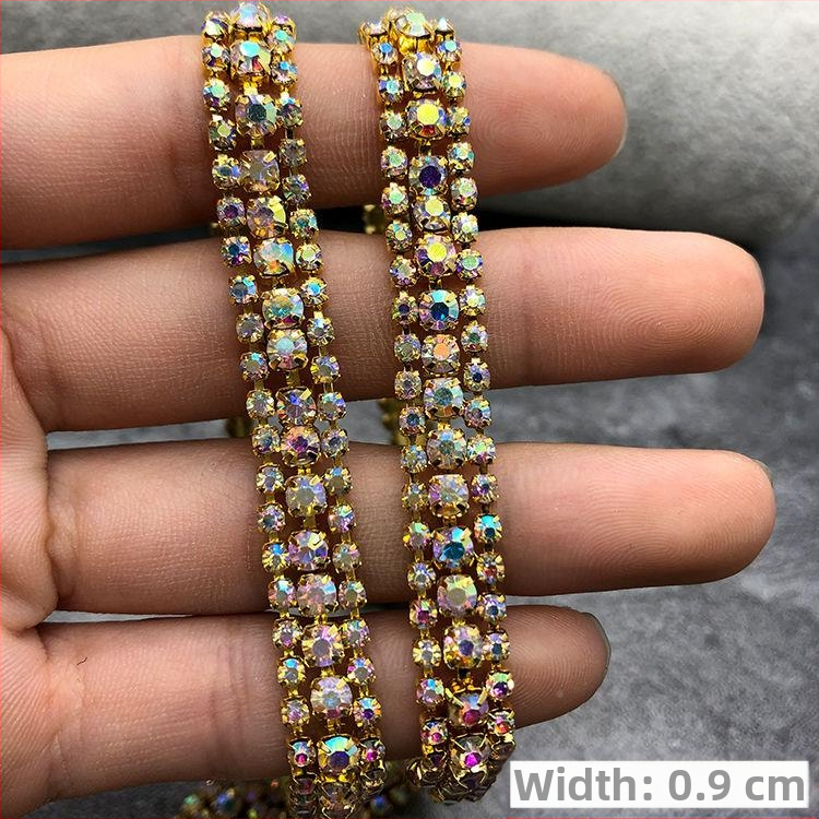 Tehase otsemüük kolmest reast vaskteemantketist küünisahela värvi rhinestone ketiga küünisrõivaste kaunistuseks isetehtud ehete aksessuaarid