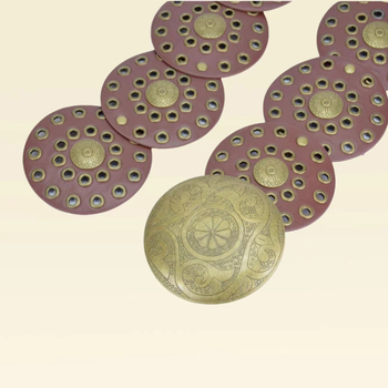 BSCI női vintage divatos deréktömítés üreges varrással, légszemekkel, ovális, faragott bohém szegecsekkel ellátott öv