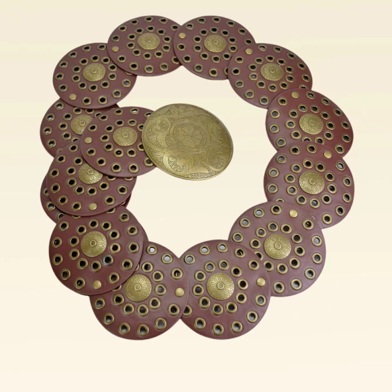 BSCI női vintage divatos deréktömítés üreges varrással, légszemekkel, ovális, faragott bohém szegecsekkel ellátott öv