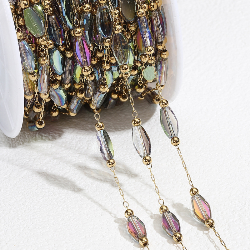 18 karátos színű kristálygyöngyös nyaklánc, karkötő, barkács ékszer kiegészítők, pávazöld félkész lánc, határokon átnyúló nagykereskedelem