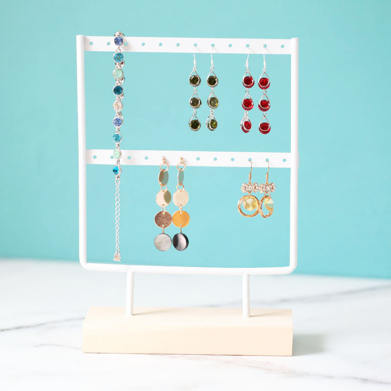 Suport de depozitare pentru cercei cu bijuterii metalice, 2 straturi, 3 straturi, 4 straturi, 5 straturi, 96 de găuri, suport pentru cercei, suport de afișare pentru cercei, bază din lemn