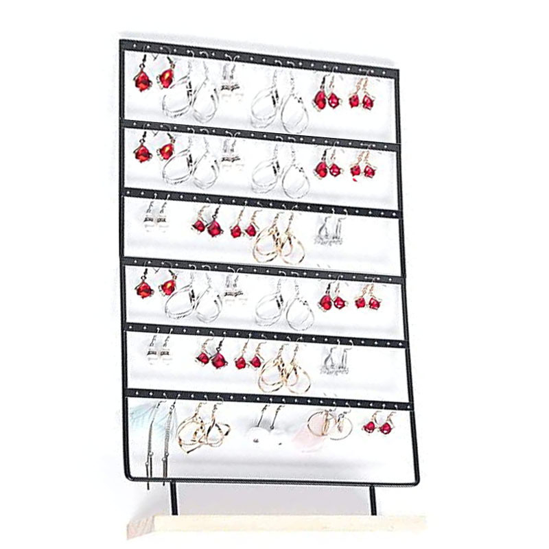Suport de depozitare pentru cercei cu bijuterii metalice, 2 straturi, 3 straturi, 4 straturi, 5 straturi, 96 de găuri, suport pentru cercei, suport de afișare pentru cercei, bază din lemn
