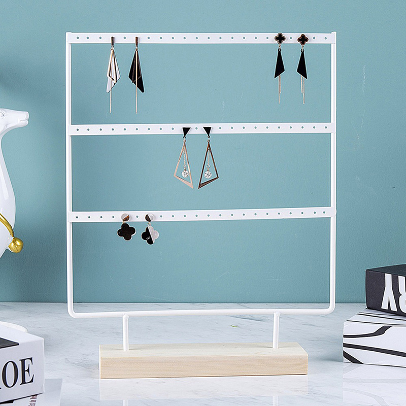 Suport de depozitare pentru cercei cu bijuterii metalice, 2 straturi, 3 straturi, 4 straturi, 5 straturi, 96 de găuri, suport pentru cercei, suport de afișare pentru cercei, bază din lemn