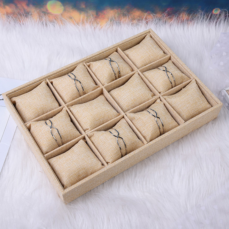 Ledo pilkos spalvos 12 tinklelio pagalvių lėkštė papuošalų demonstravimo lentynėlė papuošalų apyrankių lėkštė demonstravimo stalas mados laikrodžių demonstravimo rekvizitai didmeninė prekyba