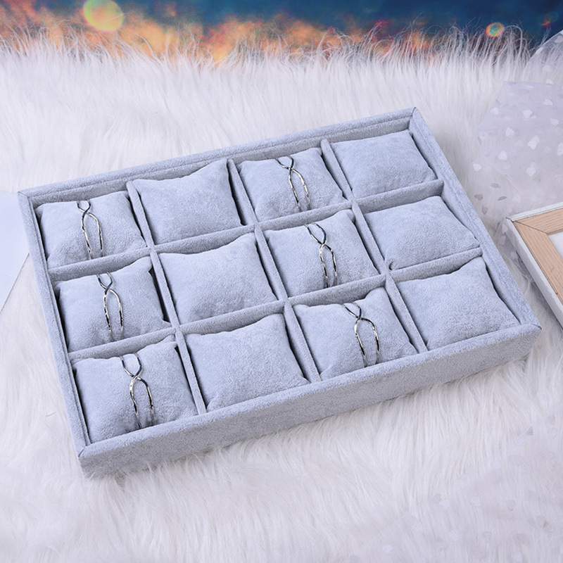 Ledo pilkos spalvos 12 tinklelio pagalvių lėkštė papuošalų demonstravimo lentynėlė papuošalų apyrankių lėkštė demonstravimo stalas mados laikrodžių demonstravimo rekvizitai didmeninė prekyba