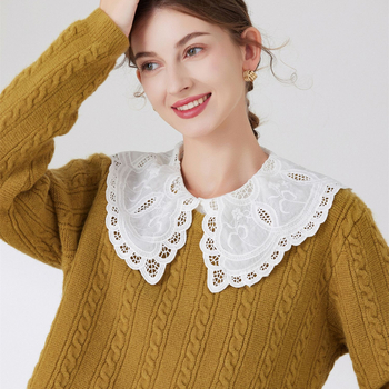 Ilusale tüdrukule mõeldud kroonlehtedega võltskaelarihm sekunditega, mänguline ja armas valge puuvillase särgi stiilis võltskaelarihm piiriüleselt tootjalt hulgimüük