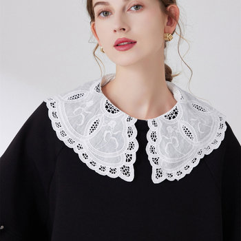 Ilusale tüdrukule mõeldud kroonlehtedega võltskaelarihm sekunditega, mänguline ja armas valge puuvillase särgi stiilis võltskaelarihm piiriüleselt tootjalt hulgimüük