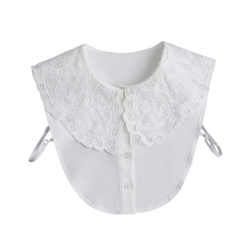 Ilusale tüdrukule mõeldud kroonlehtedega võltskaelarihm sekunditega, mänguline ja armas valge puuvillase särgi stiilis võltskaelarihm piiriüleselt tootjalt hulgimüük