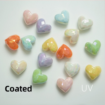 Lausvärviga kaetud AB Macaron lõigatud armastuse isetegemise mobiiltelefoni keti helmestega aksessuaarid sirge auguga virsiku südame materjal hulgimüük