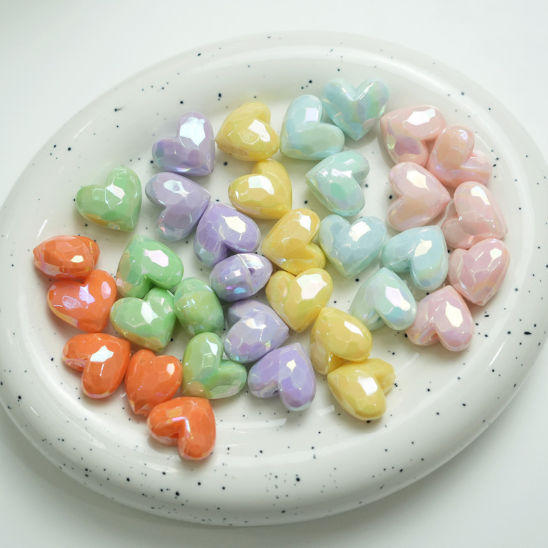 Μονόχρωμη επιχρυσωμένη αλυσίδα AB Macaron cut love diy για κινητό τηλέφωνο με χάντρες, αξεσουάρ με ίσια τρύπα, ροδακινί, καρδιά, υλικό χονδρικής