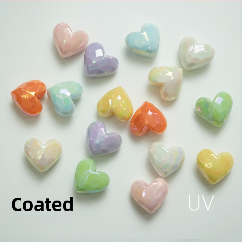 Vienkrāsains AB Macaron griezts mīlestības DIY mobilā tālruņa ķēdes pērlīšu aksesuārs taisns caurums persiku sirds materiāls vairumtirdzniecība