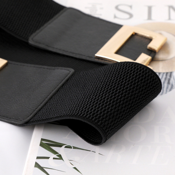 Madingas ir paprastas moteriškas diržas su elastinga juosmens juosta, universalus simetriškas auksinės sagties dekoratyvinis platus diržas