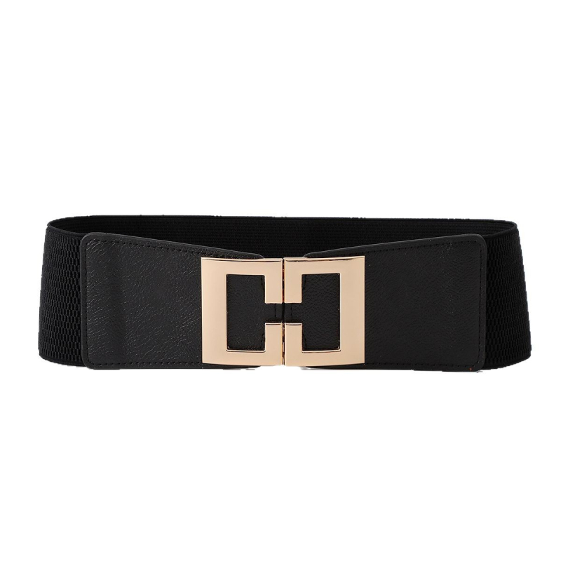 Madingas ir paprastas moteriškas diržas su elastinga juosmens juosta, universalus simetriškas auksinės sagties dekoratyvinis platus diržas