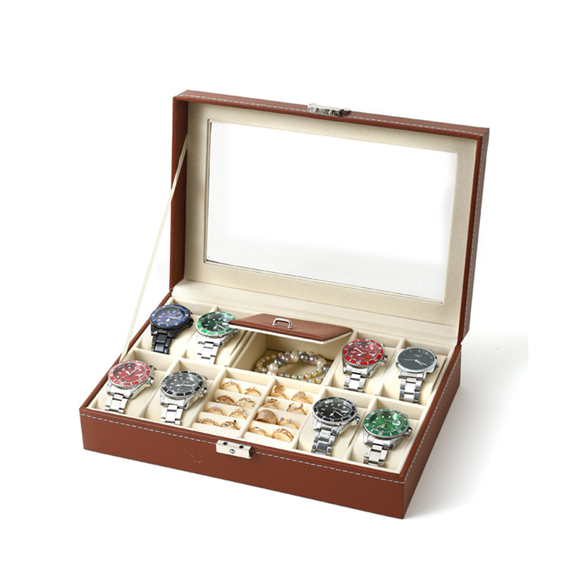 Χονδρική πώληση ρολογιών υψηλής ποιότητας, κουτί κοσμημάτων αποθήκευσης ρολογιών, έτοιμο δερμάτινο ρολόι, διαφανές κουτί αποθήκευσης παραθύρων