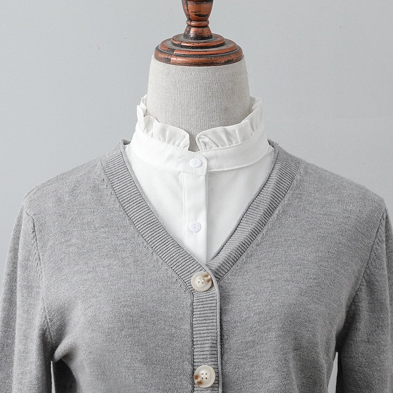 Daugiaspalvė nauja didelio tankio šifono stovima apykaklė, drabužių aksesuarų stiliaus paletė - literatūrinė retro stiliaus netikra apykaklė moterims su klostuota apykakle