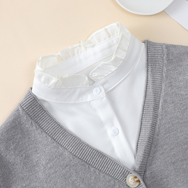 Daugiaspalvė nauja didelio tankio šifono stovima apykaklė, drabužių aksesuarų stiliaus paletė - literatūrinė retro stiliaus netikra apykaklė moterims su klostuota apykakle