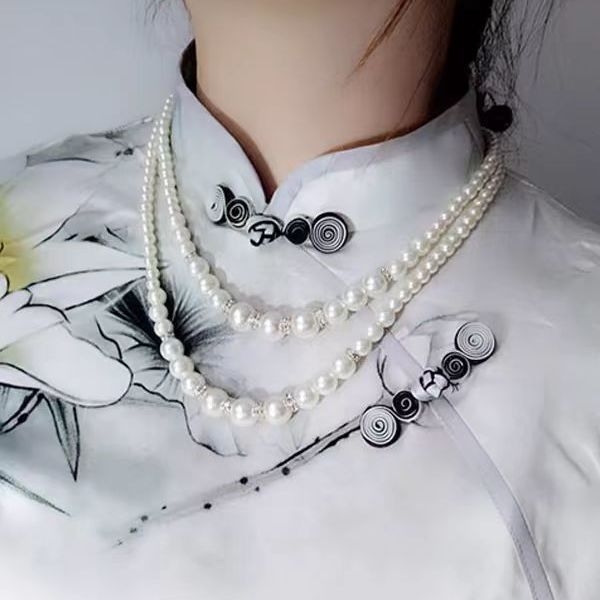 2024. aasta uus saabumine, kerge luksuslik moodne kahekihiline pärlkaelakee, naiste lihtne pikk, kõik sobivad dekoratiivsed villased keti aksessuaarid