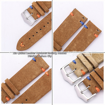 Uus värviline moodne sametist käekell 20 mm ja 22 mm käsitsi õmmeldud nahast käekell sametist nahast