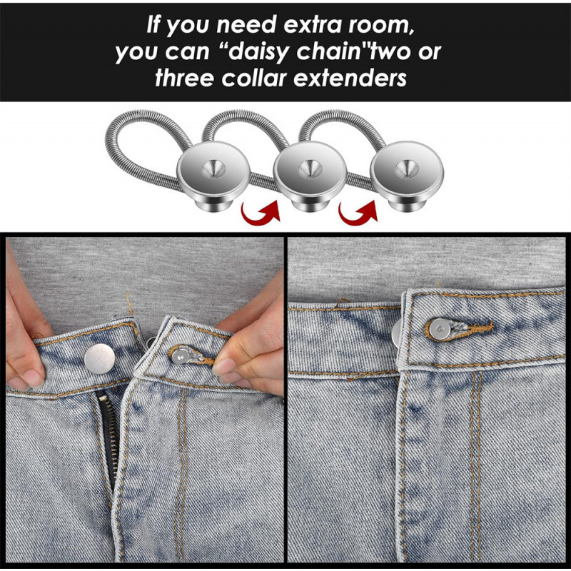 Metalinis prailginimas Prailginimo saga Džinsų apykaklės teleskopinis nuimamas marškinių sagų ilgintuvas be siūlių