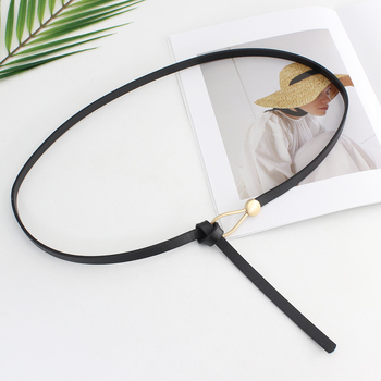 Koreai stílusú női divatos csatos öv csomóval, pulóverkiegészítő, dekoratív, derékszorító vékony öv nőknek