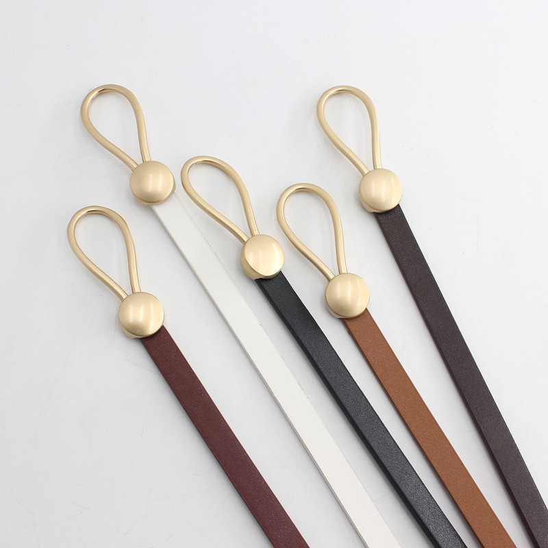 Koreai stílusú női divatos csatos öv csomóval, pulóverkiegészítő, dekoratív, derékszorító vékony öv nőknek