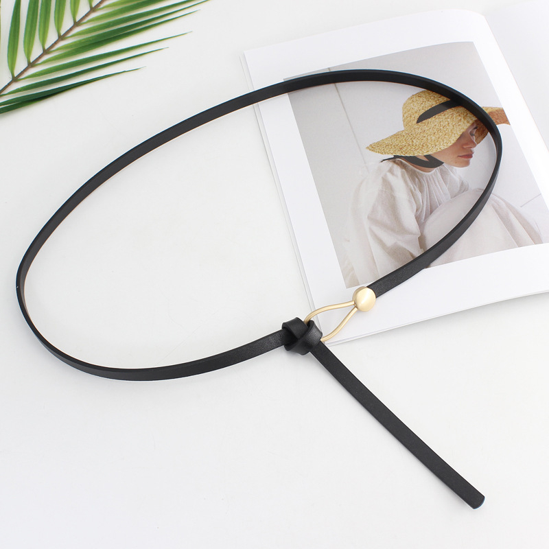 Koreai stílusú női divatos csatos öv csomóval, pulóverkiegészítő, dekoratív, derékszorító vékony öv nőknek