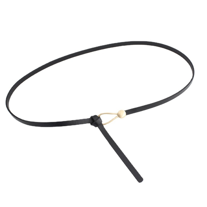 Koreai stílusú női divatos csatos öv csomóval, pulóverkiegészítő, dekoratív, derékszorító vékony öv nőknek