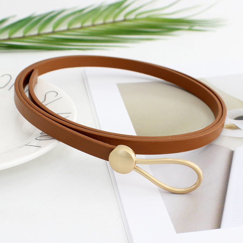 Koreai stílusú női divatos csatos öv csomóval, pulóverkiegészítő, dekoratív, derékszorító vékony öv nőknek