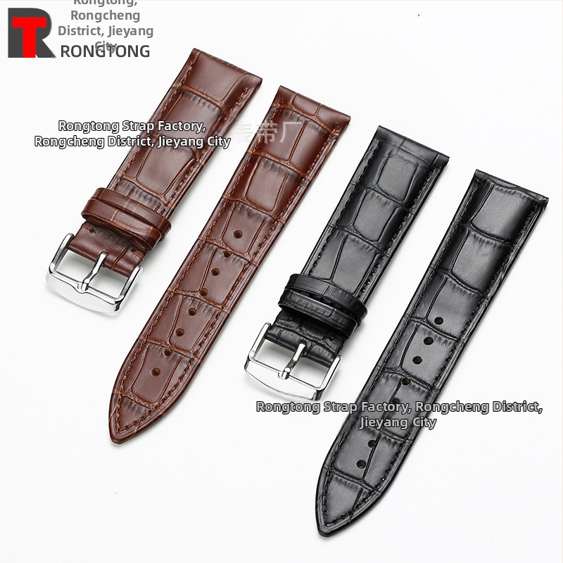 Tiesioginio gamyklinio tiekimo pirmojo sluoksnio karvės odos sagties laikrodžio dirželis su bambuko raštu, įvairiaspalvis, pasirinktinai vyrams ir moterims, 12–24 mm