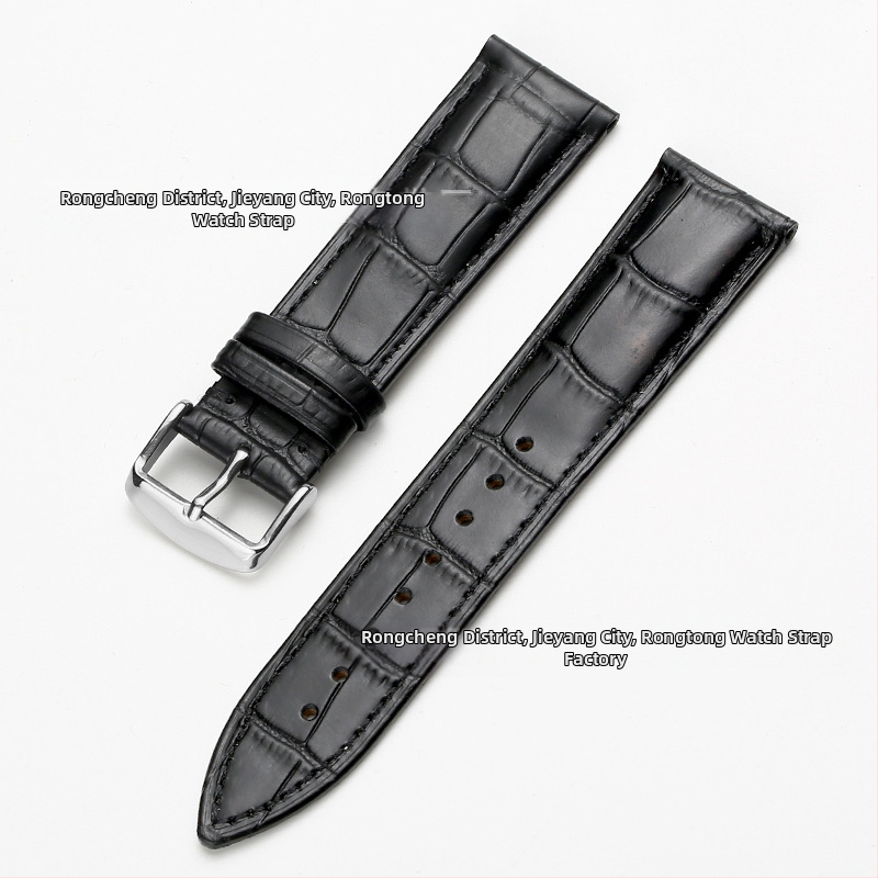 Tiesioginio gamyklinio tiekimo pirmojo sluoksnio karvės odos sagties laikrodžio dirželis su bambuko raštu, įvairiaspalvis, pasirinktinai vyrams ir moterims, 12–24 mm