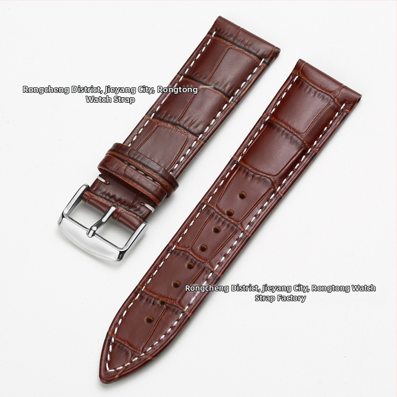 Tiesioginio gamyklinio tiekimo pirmojo sluoksnio karvės odos sagties laikrodžio dirželis su bambuko raštu, įvairiaspalvis, pasirinktinai vyrams ir moterims, 12–24 mm