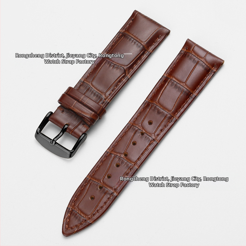 Tiesioginio gamyklinio tiekimo pirmojo sluoksnio karvės odos sagties laikrodžio dirželis su bambuko raštu, įvairiaspalvis, pasirinktinai vyrams ir moterims, 12–24 mm