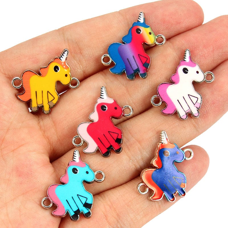 Accesorii de bijuterii DIY fierbinți transfrontaliere, desene animate, picătură de ulei de culoare, conectați unicorn, elefant, colier, brățară, pandantiv