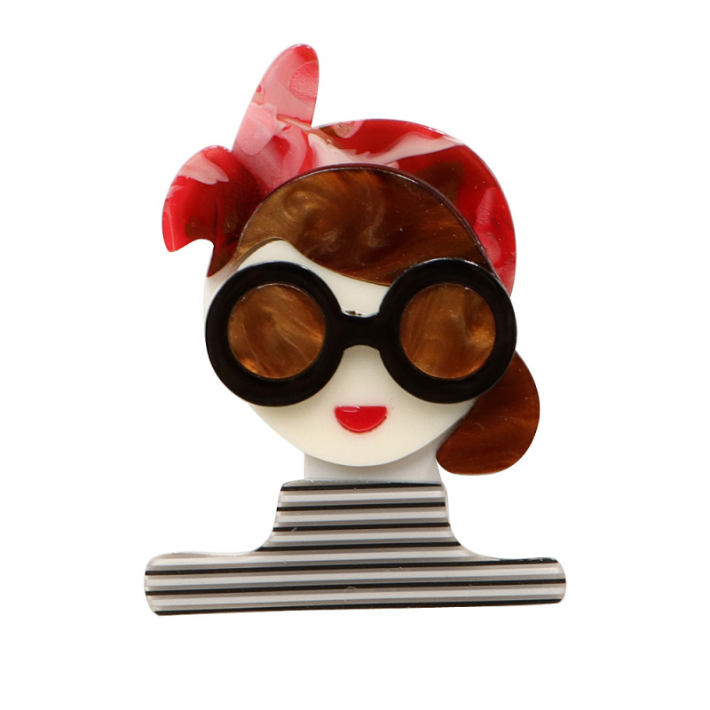 Akrila meiteņu piespraude ar svītrainām drēbēm, moderna pārrobežu piegāde, daudzpusīga jauna piespraudes nišas korsāža