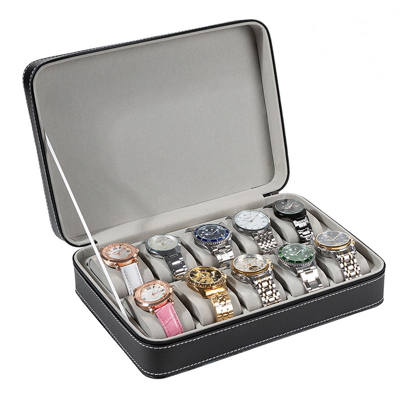 Tarpvalstybinis laikrodžių dėžutės laikymo krepšys 2 4 8 patogus kelioninis odinis laikrodžių krepšys laikrodžių užtrauktuku
