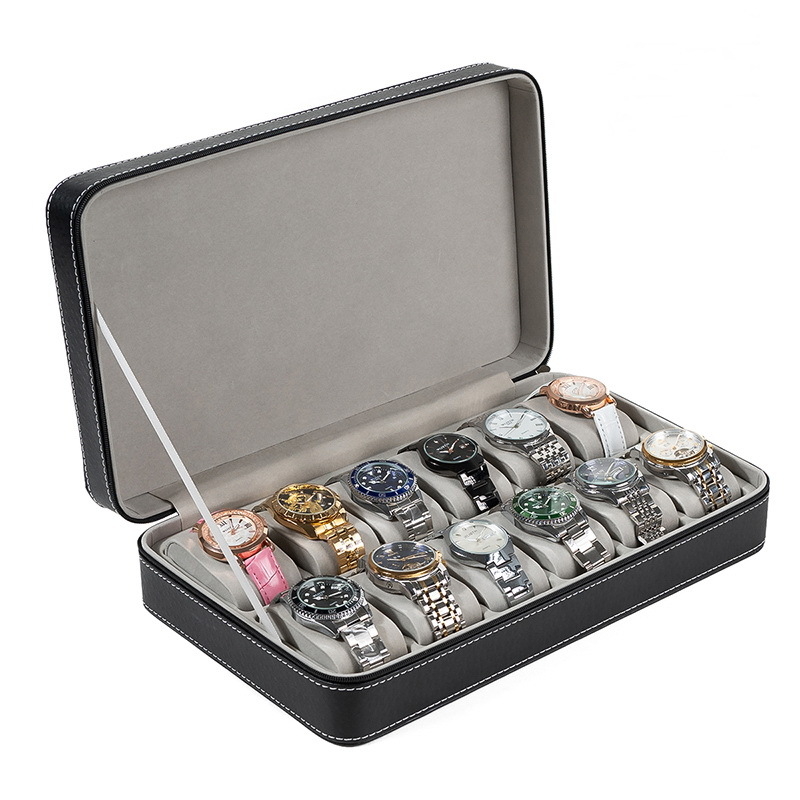 Tarpvalstybinis laikrodžių dėžutės laikymo krepšys 2 4 8 patogus kelioninis odinis laikrodžių krepšys laikrodžių užtrauktuku