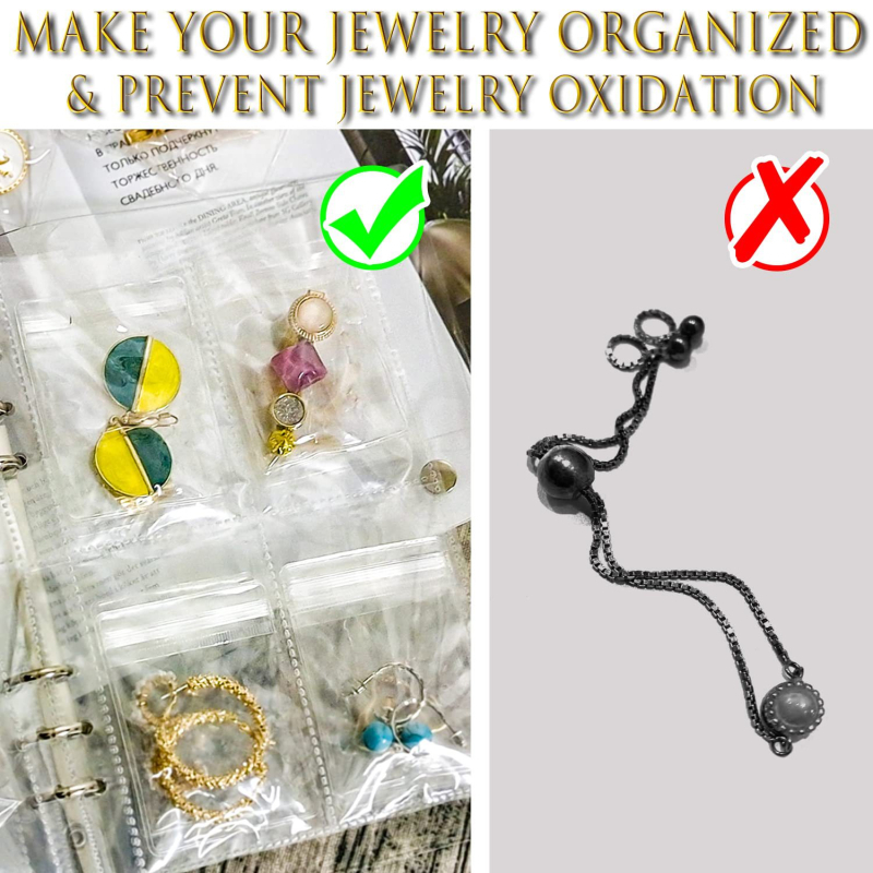 Határokon átnyúló 80 rácsos porálló oxidációs fülbevalók nyaklánc karkötő ékszerek kivehető lapú cipzáras tárolókönyv átlátszó PVC ékszertáska