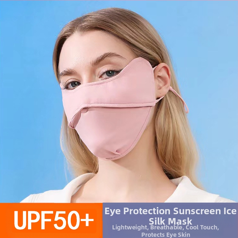 Jiaoshi nailono originalių siūlų akių kampo apsaugos nuo saulės kaukė moterims, kvėpuojanti, šilkinė, apsauganti nuo ultravioletinių spindulių, trimatė jojimo kaukė nuo saulės