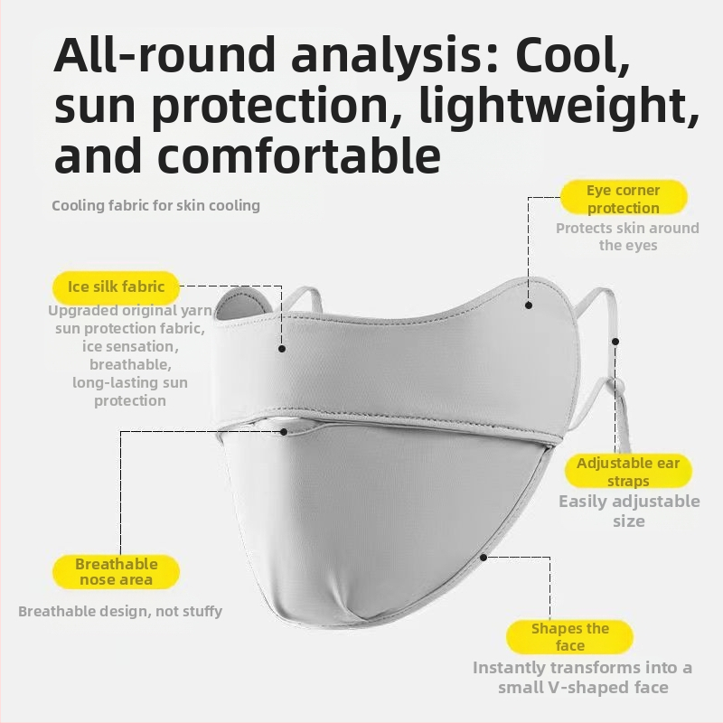 Jiaoshi оригинална найлонова прежда за ъгъл на очите слънцезащитен сенник маска за жени дишаща ледена коприна анти-ултравиолетова езда триизмерна слънцезащитен сенник маска